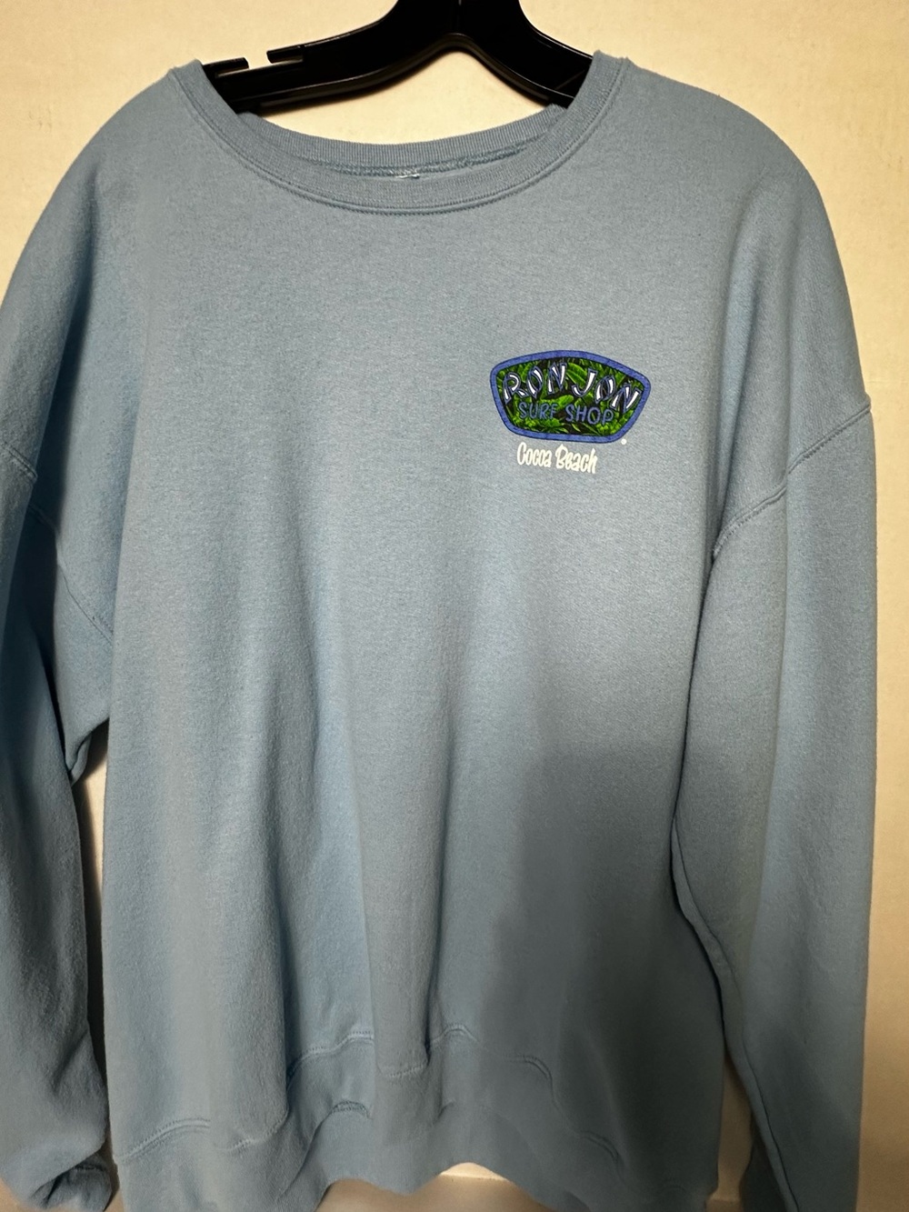 Ron Jon Light Blue Crewneck Sweatshirt with Cocoa Beach Logo